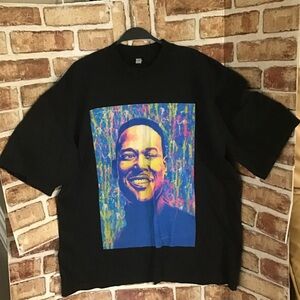 Black Graphic Tee with Colorful Portrait of Luther Vandross R&B